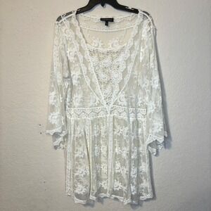 Lane Bryant White Lace Bell Tunic Dress Boho 14 16 Romance Whimsigoth Festival